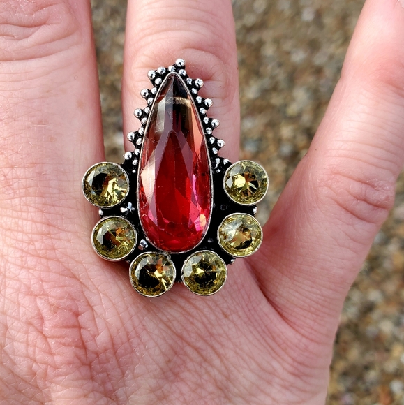 New Bi-Color Tourmaline & Citrine 925 Silver Ring. - Picture 8 of 14